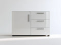 Biała komoda z płyty MDF 120 x 40 x 90 cm z 3 szufladami i 1 drzwiami