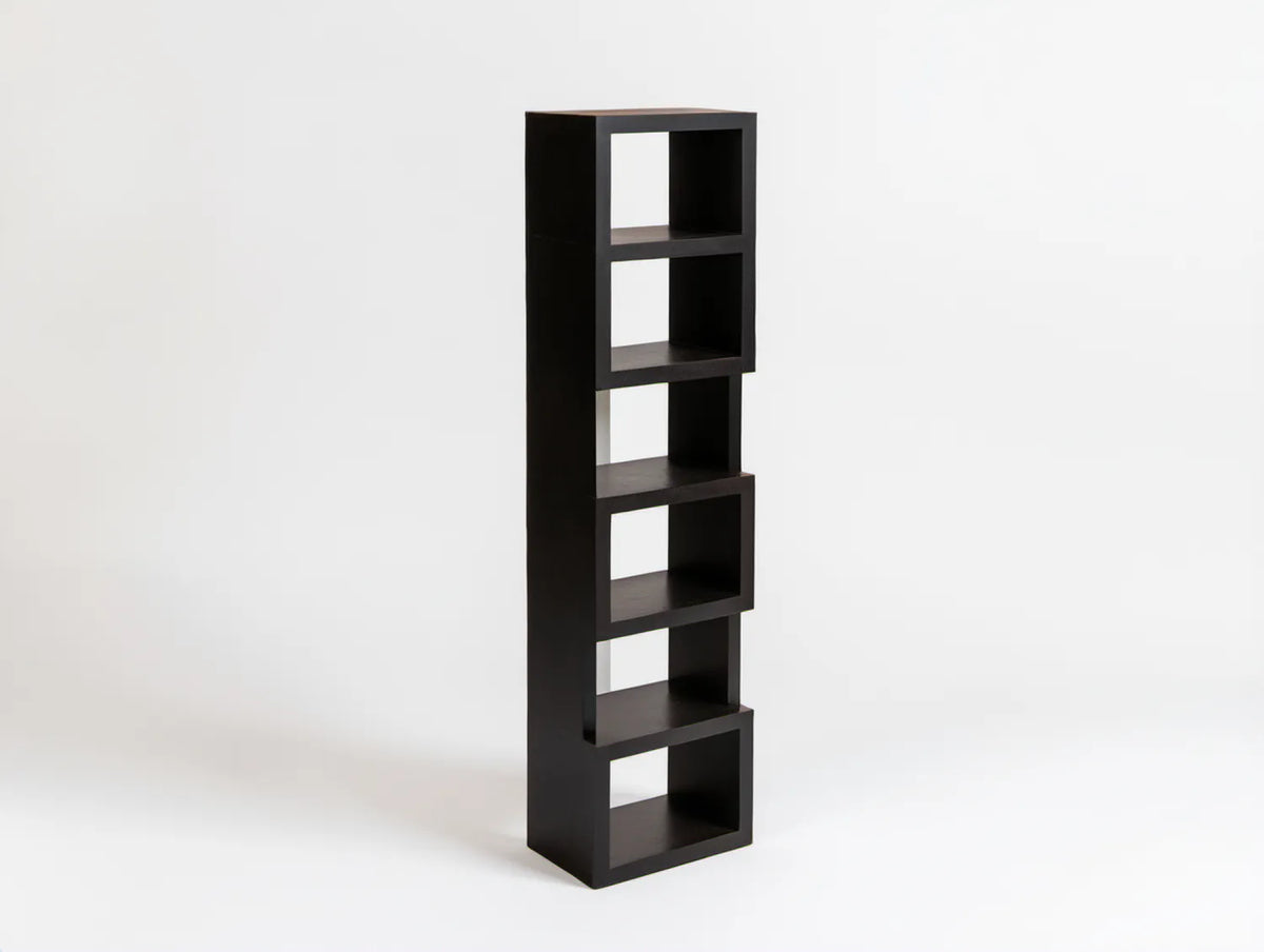 Czarny regał stojący z płyty MDF 180 x 40 x 30 cm z 6 otwartymi półkami