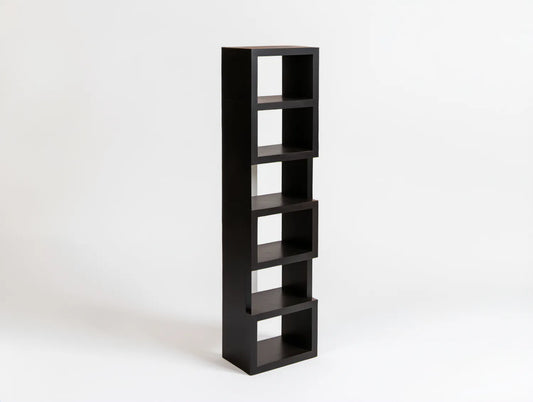 Czarny regał stojący z płyty MDF 180 x 40 x 30 cm z 6 otwartymi półkami