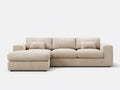 Beżowa sofa narożna lewostronna ze sztruksu poliestrowego 260 x 160 x 85 cm w kształcie litery L