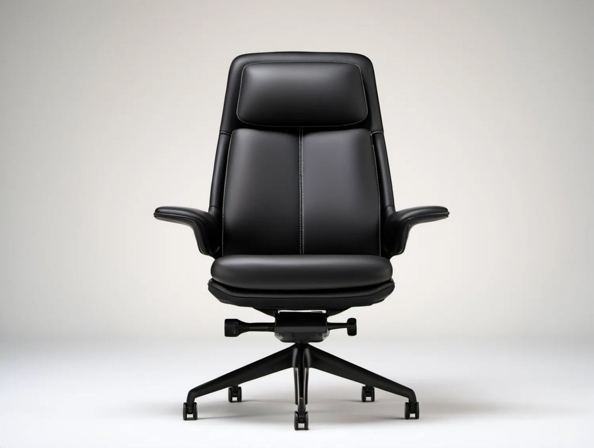 Czarne obrotowe krzesło z ekoskóry PU 65 x 65 x 118–128 cm
