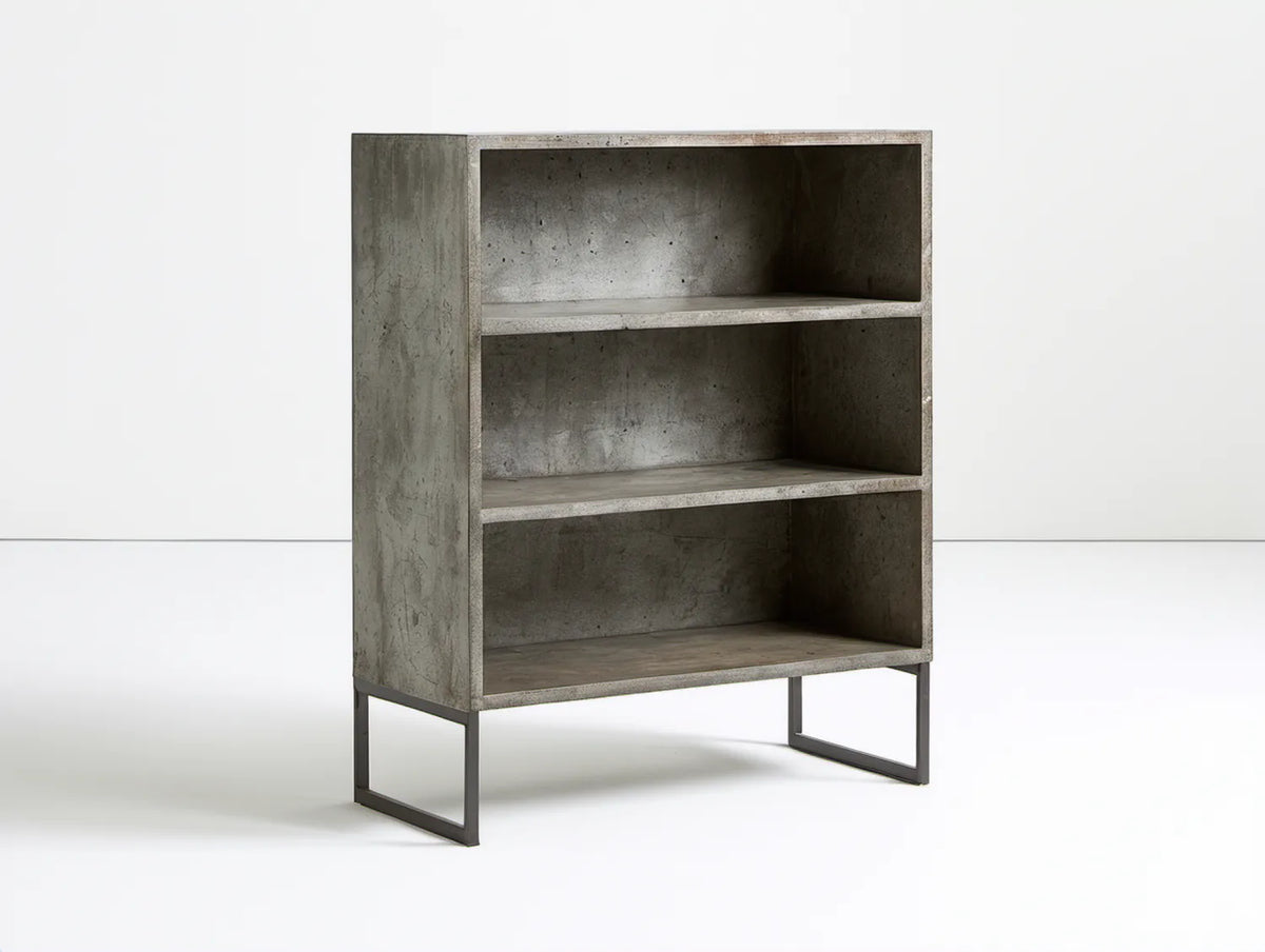 Regał industrialny szary betonowy/czarny z MDF i stali 80 x 35 x 120 cm