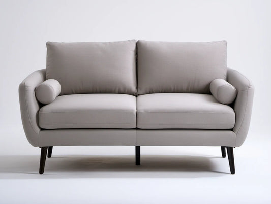 Jasnoszara sofa dwuosobowa z tkaniny poliestrowej 180 × 85 × 85 cm