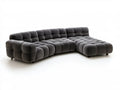 Prawostronna sofa narożna z szezlongiem, ciemnoszara, welur poliestrowy, 300 x 190 x 78 cm