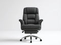 Szary ergonomiczny fotel biurowy obrotowy z podnóżkiem 68 x 70 x 112–122 cm