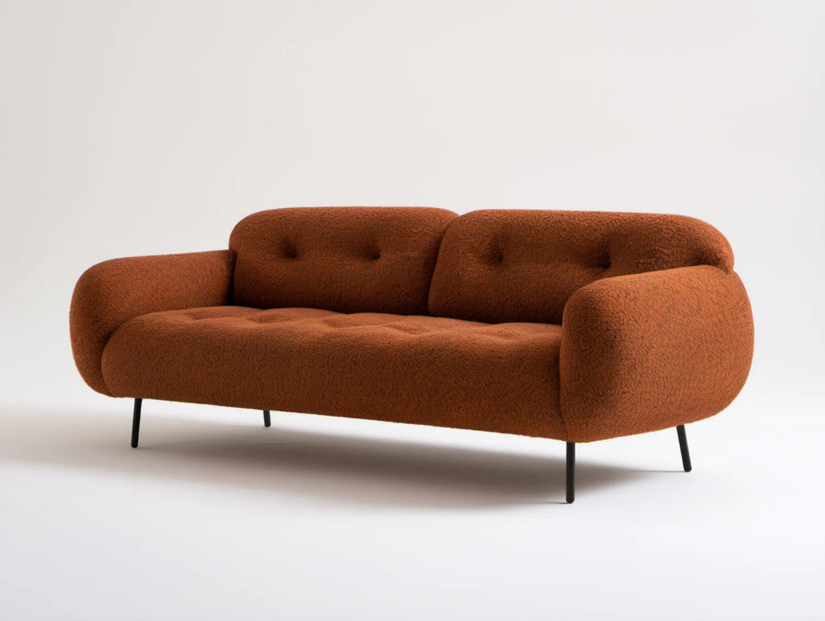 Dwuosobowa sofa bouclé rdzawobrązowa 180 × 85 × 78 cm