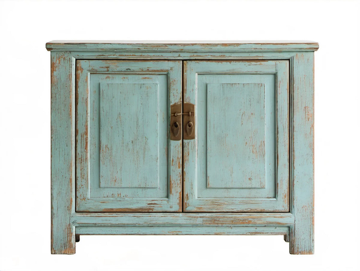Turkusowy kredens z litego drewna mango 90 x 40 x 90 cm