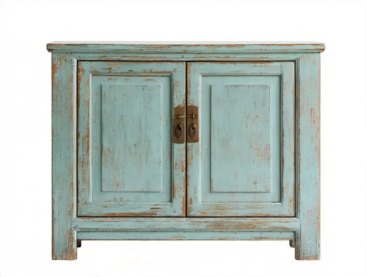 Turkusowy kredens z litego drewna mango 90 x 40 x 90 cm