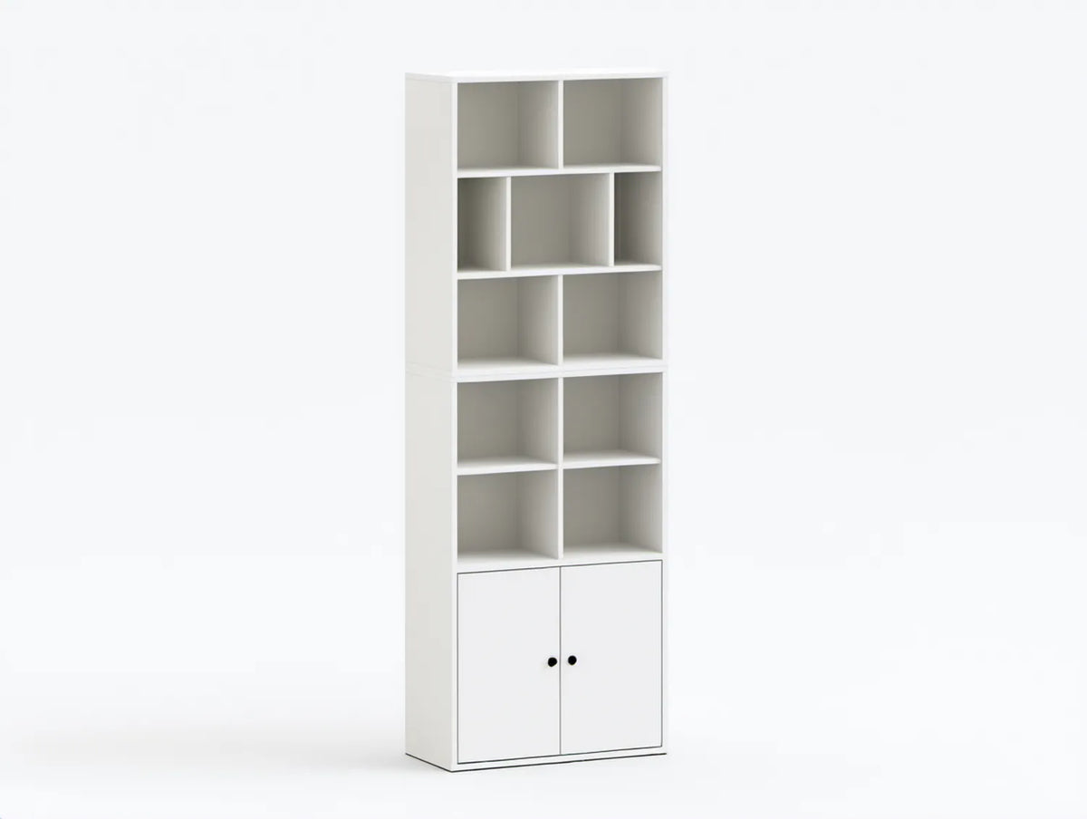 Biały regał biblioteczny z szafką 60 x 30 x 180 cm