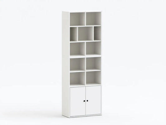 Biały regał biblioteczny z szafką 60 x 30 x 180 cm