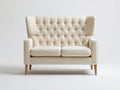 Kremowa pikowana sofa dwuosobowa z poliestrową tapicerką 150 x 80 x 130 cm